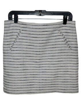 LOFT Womens Size 8 Tweed Mini Skirt Blue Black Cream Career Chic